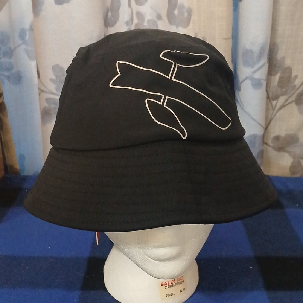 Black Bucket Hat with White Logo